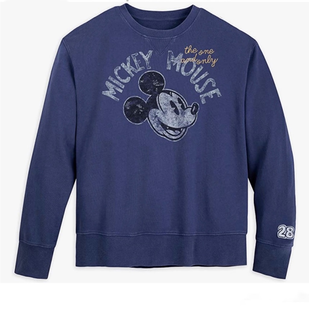 Disney Park Mickey Mouse Crewneck Sweatshirt Blue Retro Distressed Graphic-Sz L